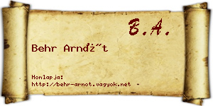 Behr Arnót névjegykártya
